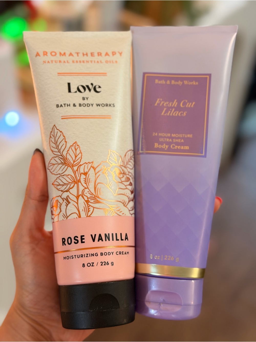 Bath & Body Works Aromatherapy Rose Vanilla & Fresh Cut Lilac Body Creams duo